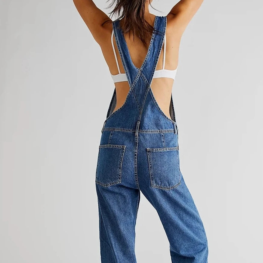 Retro Denim Long Jumpsuit Bargain Alley